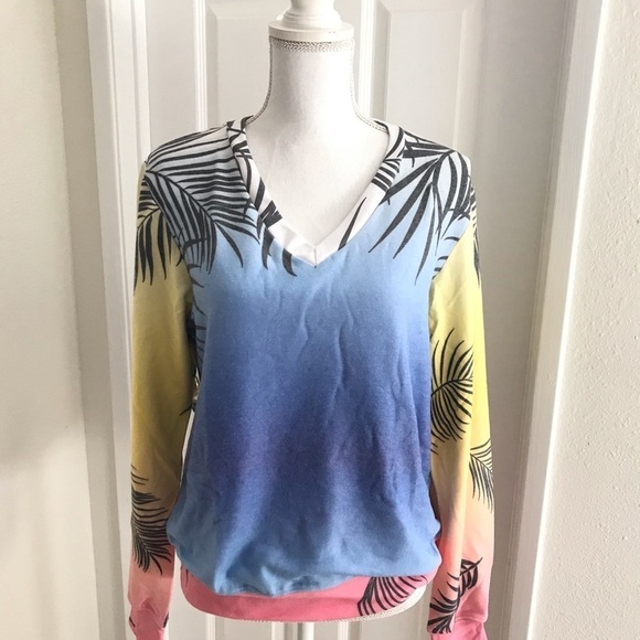 Wildfox Bahama Print V-Neck Sweatshirt Med - Picture 4 of 6
